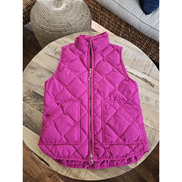 J. Crew Quilted Down Puffer Vest Women's Size Small Hot Pink Preppy Colorful - Picture 1 of 8